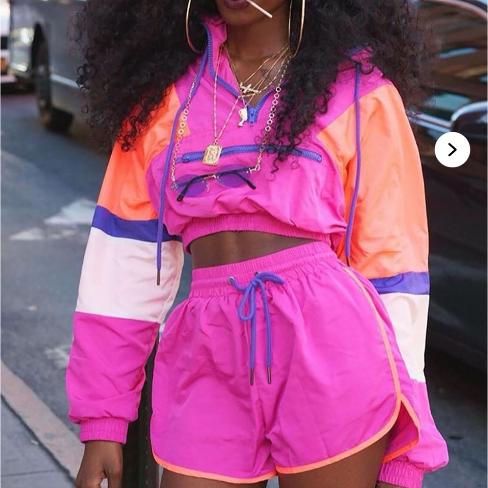 Fashion Nova Pink and Orange Athletic Short Set